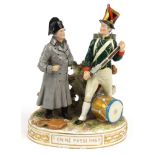 Military interest hand painted French Continental porcelain figure group of Napoleon Bonaparte -