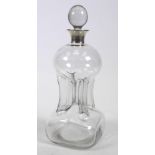 Asprey glass decanter with silver collar, Birmingham 1930-31, 28.5cm high