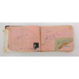 Autograph album with autographs including cricketers, pop groups including The Searchers, Herman's