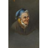 Antique oil onto canvas of a Jewish gentleman smoking a pipe, bearing a pencil inscription to the