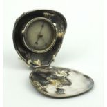 Victorian Holostric barometer housed in a silver plated oyster shell case with crest, dated 21st