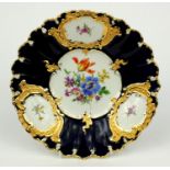 Continental Meissen porcelain plate hand painted with flowers, impressed number 152 to back, 24cm