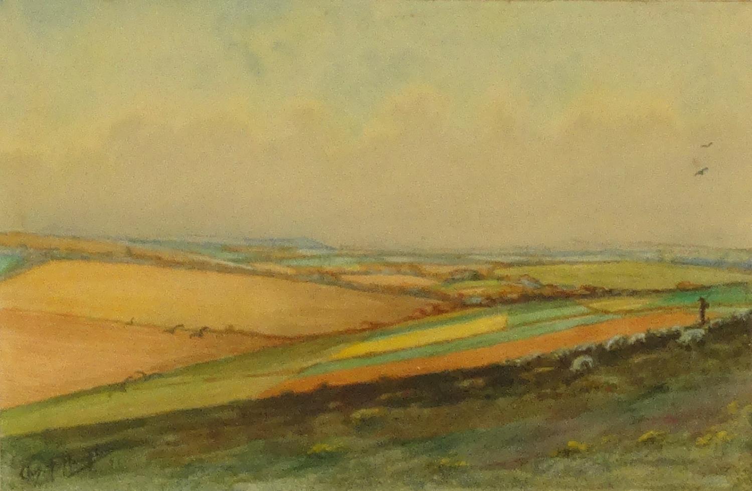 Charles F. Humphrey - Watercolour of a landscape mounted and framed, 22cm x 14cm excluding the mount