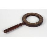 Victorian wooden Tunbridge ware magnifying glass, 15cm long