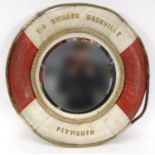 Lifebuoy bevelled edge mirror - Sir Richard Granville Plymouth, 78cm diameter