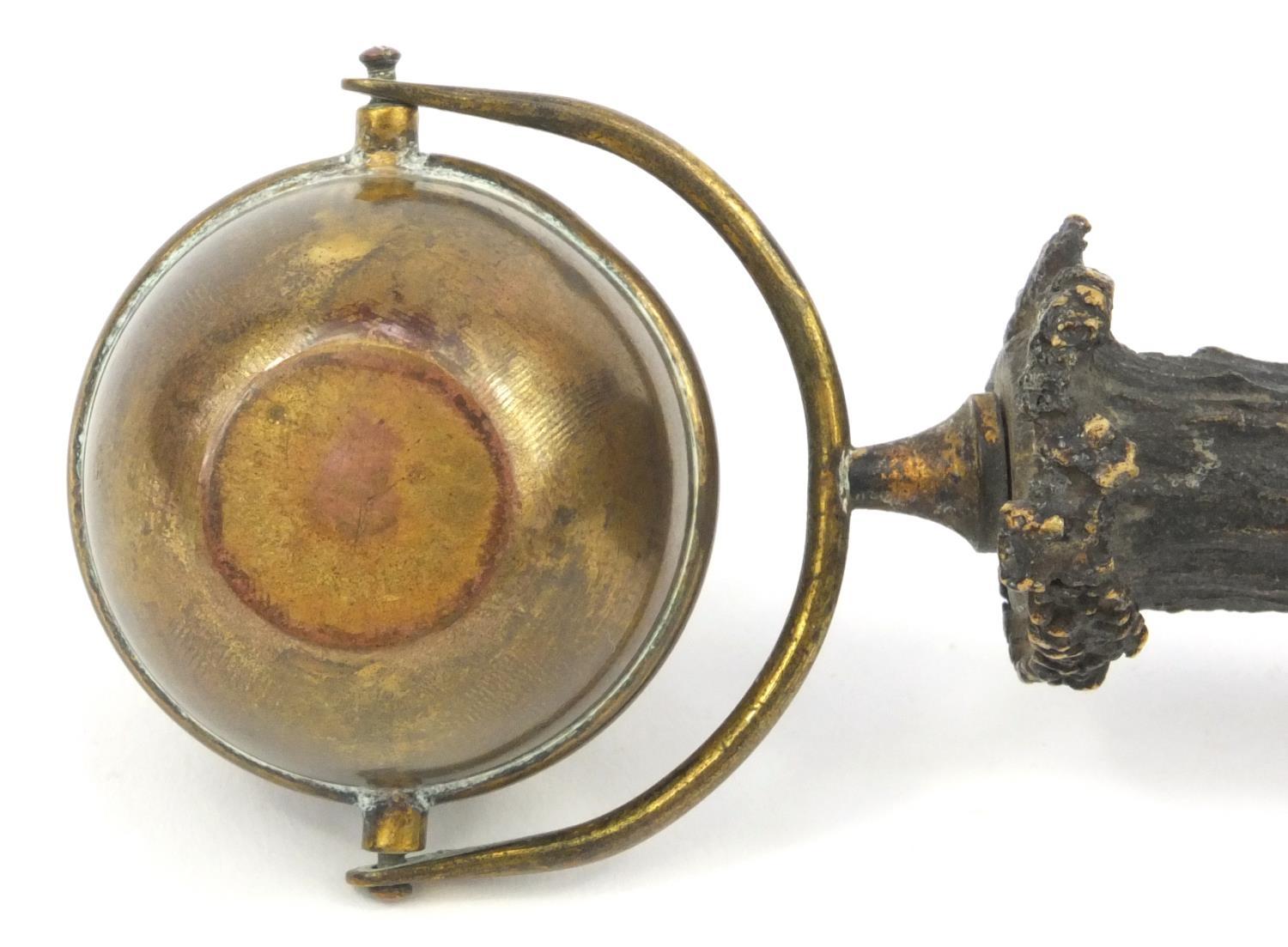 Victorian horn handled and brass gimballed 'Go To Bed' candle lighter, 20cm diameter - Image 5 of 5