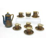 Paladin China part coffee service decorated in the chinoiserie manner with pagodas and trees, the