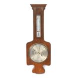 Oak Negretti & Zambra barometer/thermometer, 65cm high