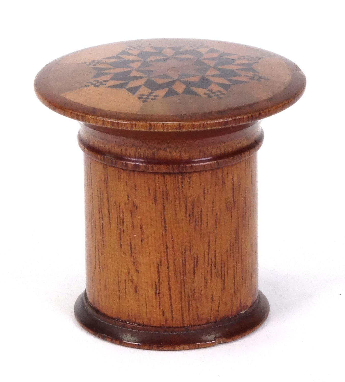 Victorian wooden Tunbridge ware nutmeg grater, 5.5cm high