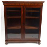 Late 19th century mahogany glazed bookcase, 116cm high x 103cm wide x 35cm deep