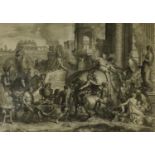 Charles LeBrun - Black and white etching - Alexander the Great, mounted and gilt framed, 94cm x 72cm
