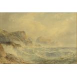 J. Philp - Watercolour titled 'Cornish Sea Coast', signed and dated 1858, mounted and framed, 41cm x