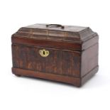 Georgian yew wood three divisional box, 23cm wide