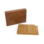 19th Century box wood part set of Napier bones, the box engraved with geometric shapes, the box 9.