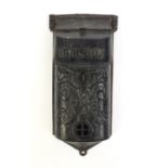 Victorian cast iron wall mounting mail box, 30cm high :To Request a Condition Report Please visit