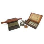 Group of pharmaceutical items including S.Maw.Son & Sons mahogany and brass pill maker,