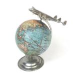 American Weber Costello Co 12 inch globe with aluminium plane, arch and base, 29cm high :To