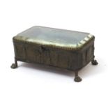 French bevelled glass jewellery casket with button back velvet lined interior and hinged lid, the