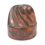 Jones Bros Victorian copper jelly mould with engraved initials H.B, numbered 436, factory marks to