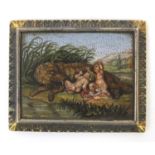 19th century rectangular Roman micromosaic panel depicting Romulus and Remus suckling the she-