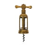 Brass four pillar corkscrew, 15cms when closed : For Condition Reports Please visit www.