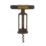 G R patent ebony handled two pillar corkscrew, 14cm when closed : For Condition Reports Please visit
