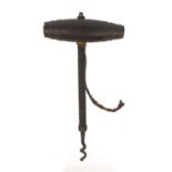 19th century steel direct pull corkscrew with rosewood handle, 17cm : For Condition Reports Please