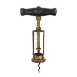 The 'King' corkscrew with wooden handle, 18cm high when closed : For Condition Reports Please