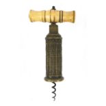 19th century Thomason Gothic barrel corkscrew with bone handle top, 19cm high when closed : For