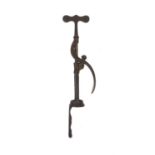 19th Century Chas Hull Royal Club roller cast iron corkscrew, 28cm when fully extended : For