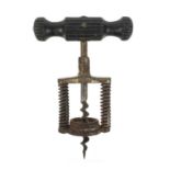 Steel spiral corkscrew with ebony handle, 14cm when closed : For Condition Reports Please visit