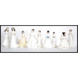 A collection of 9 Royal Doulton and Coalport figurines to include Embrace , Sentiments Greetings ,