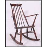 A vintage Ercol beech and elm Windsor rocking chair - armchair.