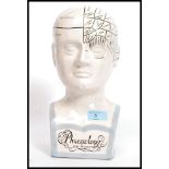 A vintage 20th century large Phrenology ceramic head ' A study of Mind '  unsigned with repairs -