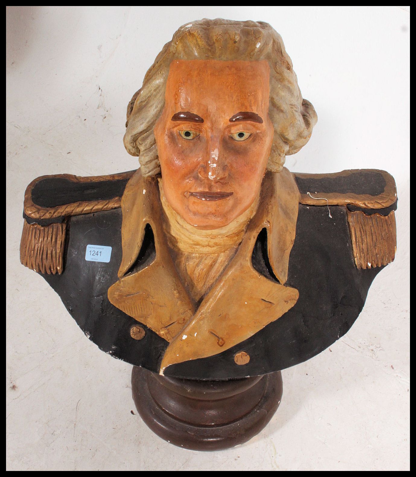 A large 20th century plaster bust of Lord Nelson. Depicting Nelson in a full bust, with hat removed. - Image 3 of 3