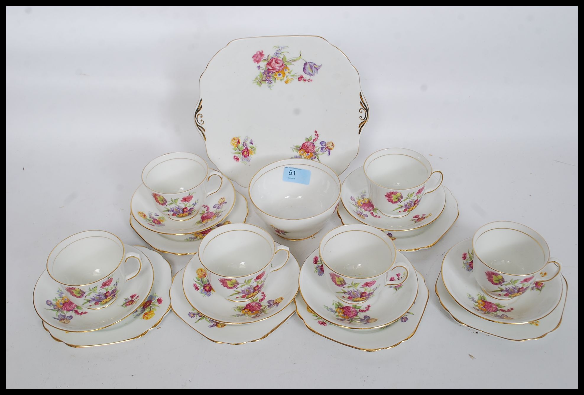 A 20th century Staffords chinta /c floral bone china tea service by Stanley, - Image 2 of 3