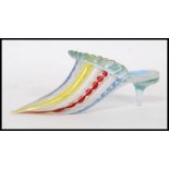 A fabulous mid century vintage miniature Murano ? studio art glass, glass slipper.