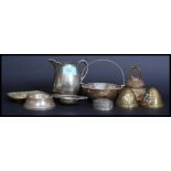 A collection of metalwares to include 2x RAF brass shell tops, white metal box,