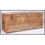 A 20th century scrumble finish Industrial chest - workmans chest. The hinged top with central clasp.