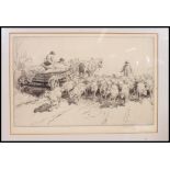 Soper, George; (1870-1942) framed and glazed etching of farming rural scene, signed to lower corner.