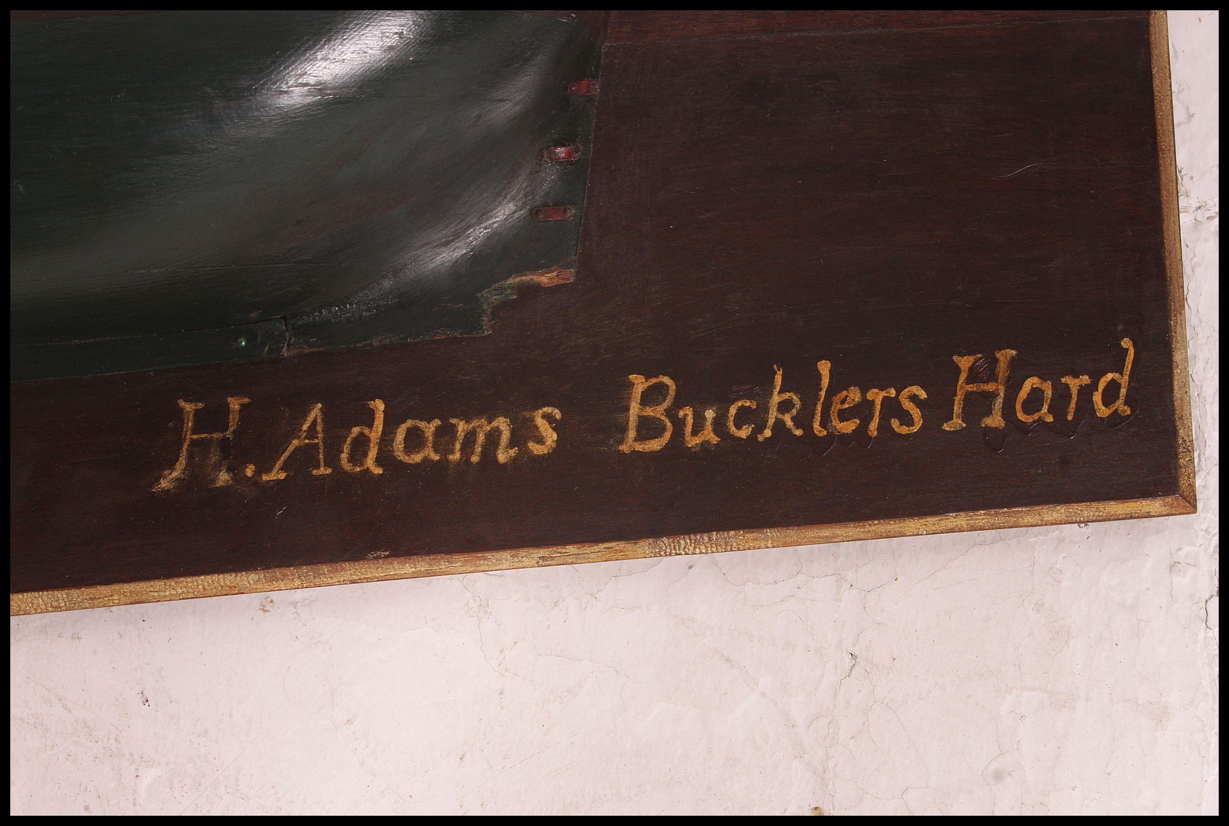 A builders half block model of  ' Agamemnon '  gilt text for H Adams, Bucklers Hard. - Image 2 of 4