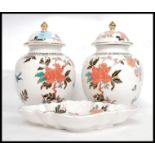 A pair of Imari ( Eastern Glory  ) pattern ginger jars with lids by James Kent - Old Foley Ware.