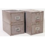 A pair of vintage Industrial mid 20th century table top  metal stationary twin drawers filing