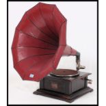 A vintage oak cased HMV His Masters Voice gramaphone,