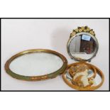 A vintage 1940's ladies easel barbola mirror together with an Art Nouveau wall mirror and another