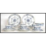 A Victorian Wedgwood blue and white tea service having gilt edging,