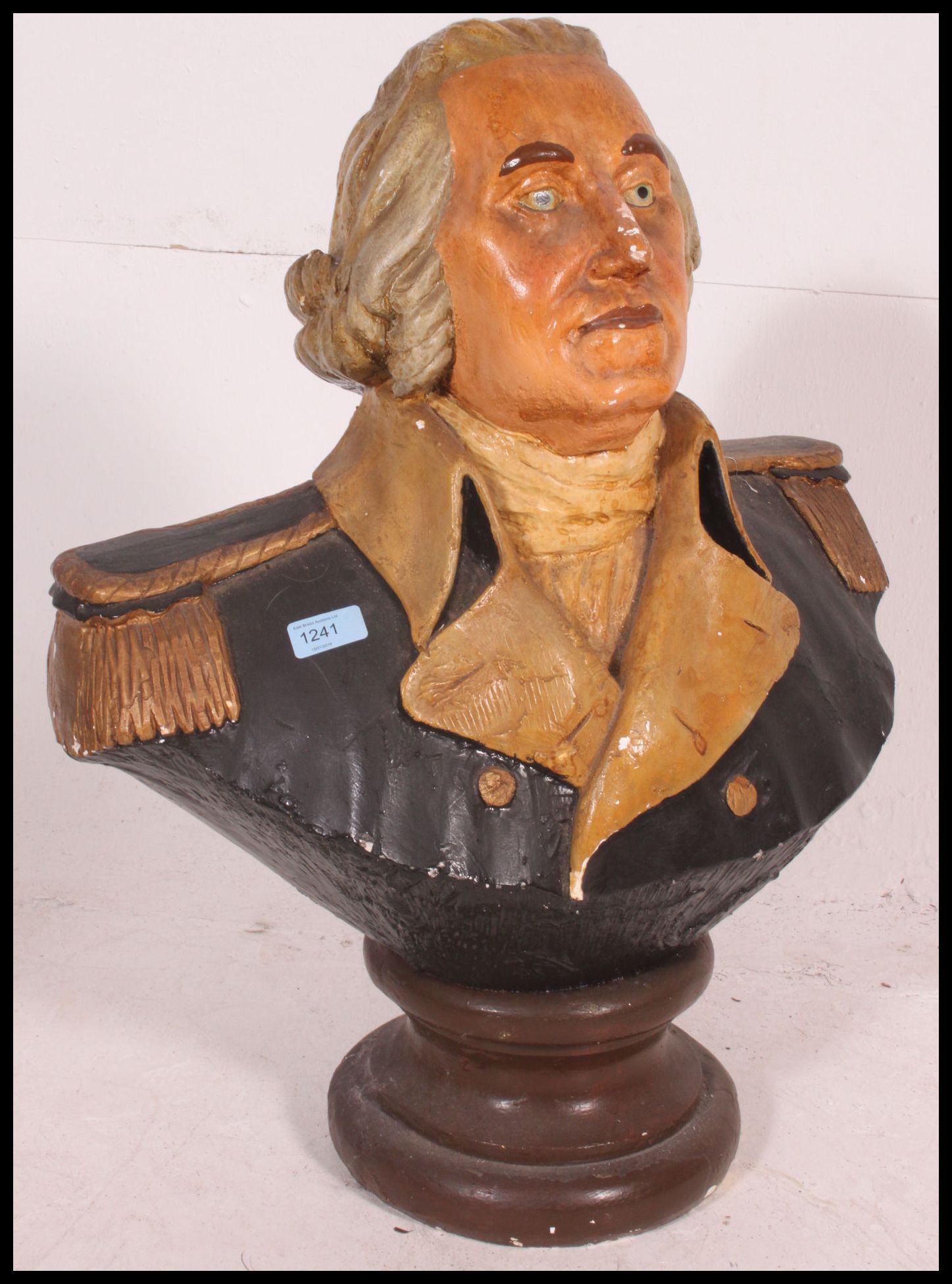 A large 20th century plaster bust of Lord Nelson. Depicting Nelson in a full bust, with hat removed.