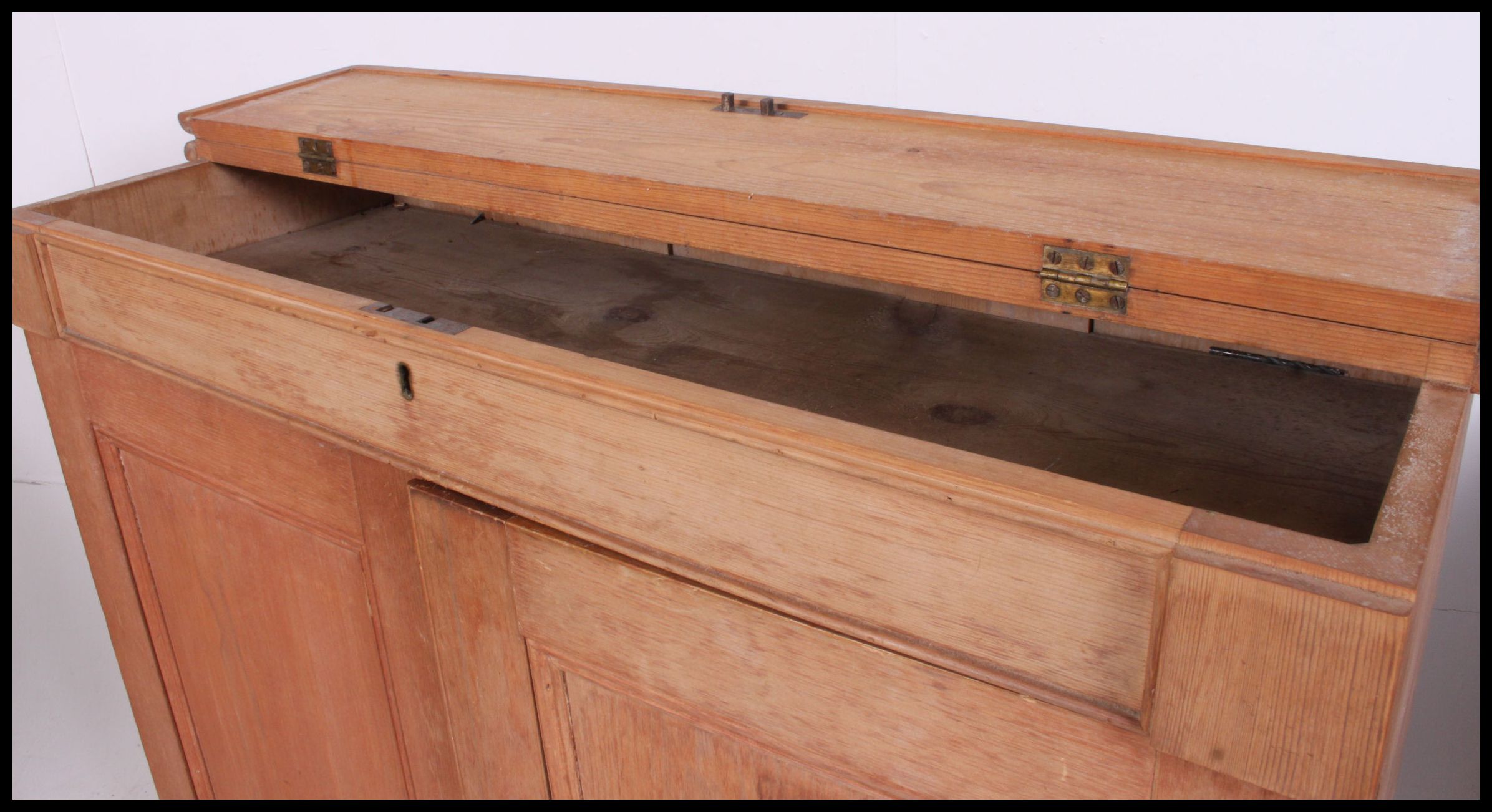 A Victorian pine school cupboard. - Image 4 of 5