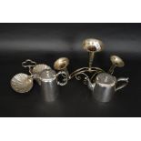 A small group of silver plate items to include a tea pot and water pot,