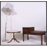 A 1950's retro mid century Onyx coffee table raised on a gilt metal base together with a matching